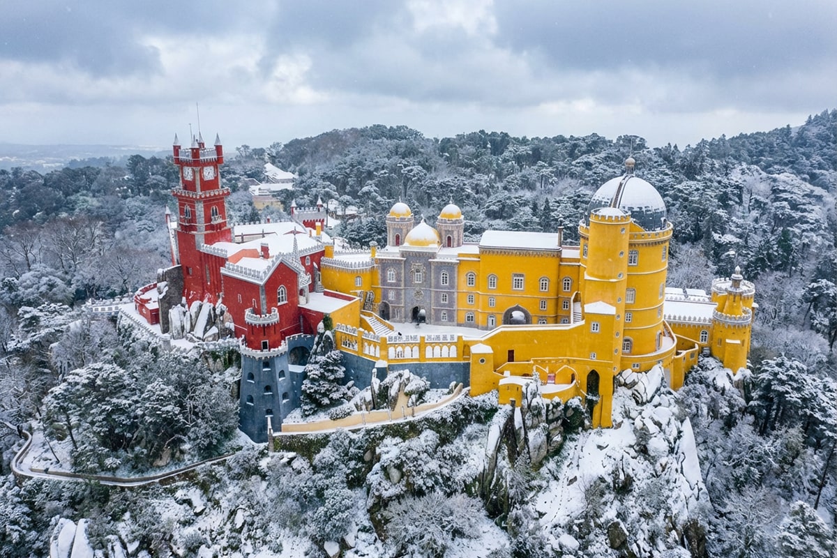 Pena Palace in Winter: A Magical Photo Journey Through Snow and Mist